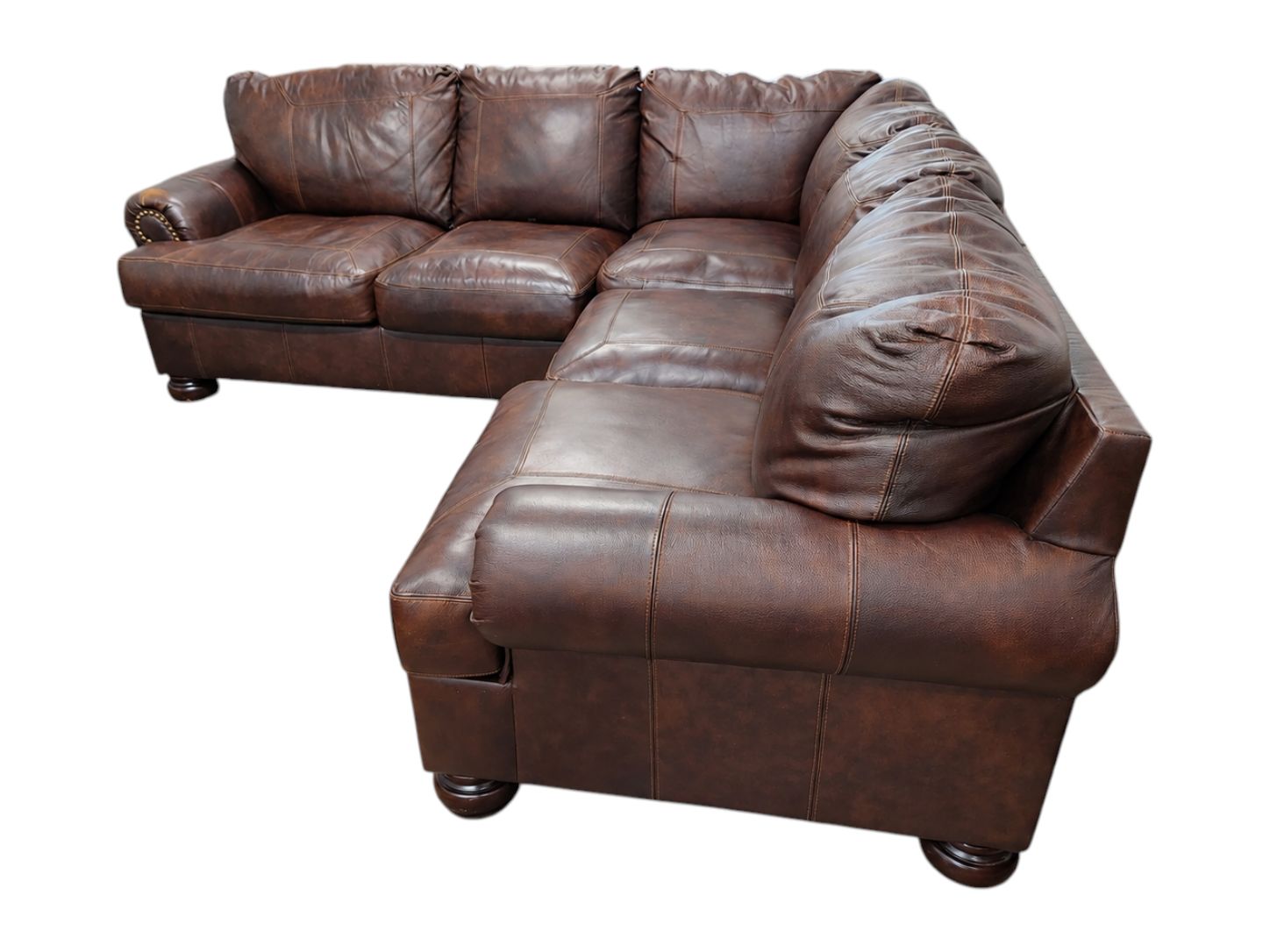 Ashley Furniture Dark Brown Leather Sectional - Image 3