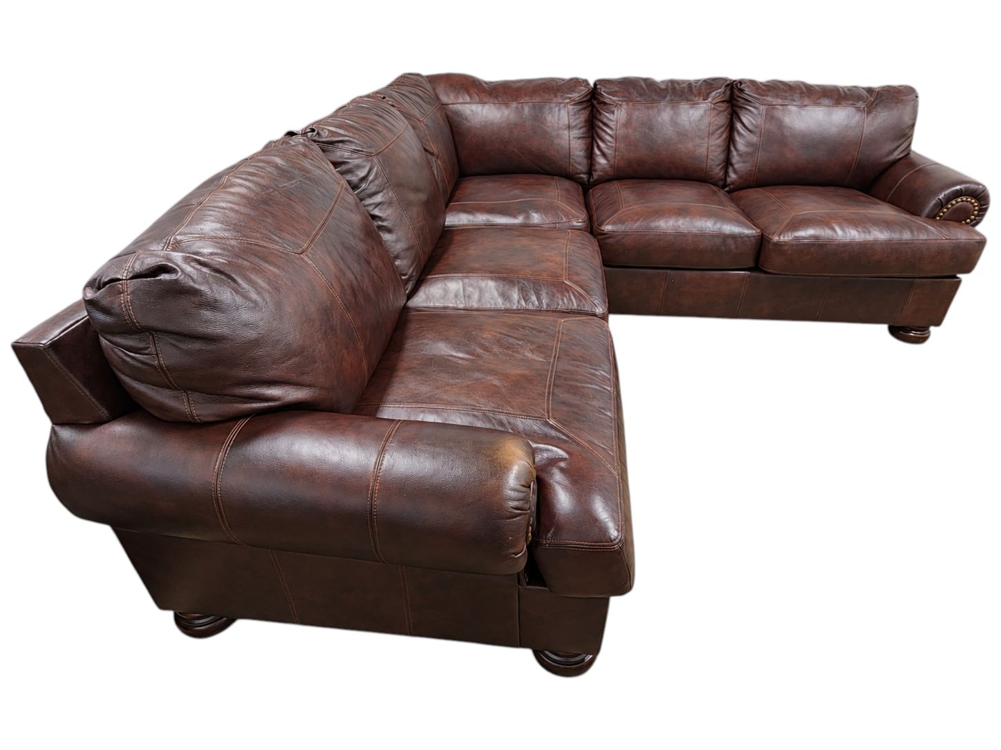 Ashley Furniture Dark Brown Leather Sectional - Image 2