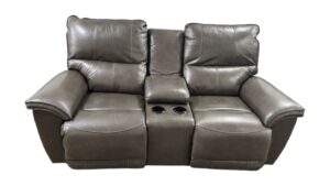 LZB Manufacturing Gray Electric Loveseat Recliner with Console
