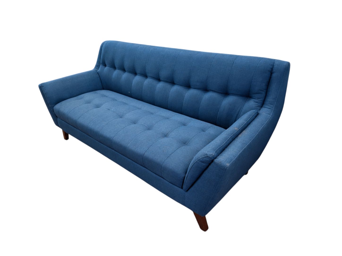 Blue Tufted MCM Loveseat - Image 3