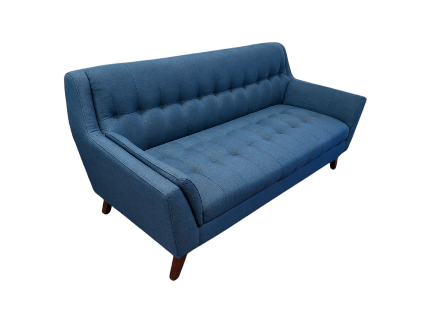 Blue Tufted MCM Loveseat - Image 2