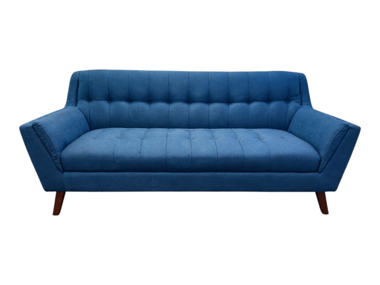 Blue Tufted MCM Loveseat